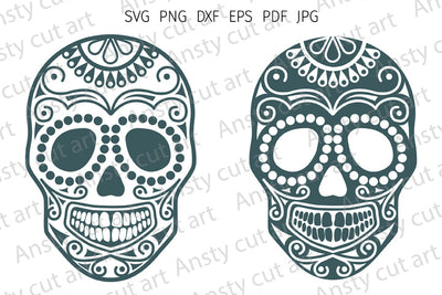Skull svg. Sugar skulls svg cut files for Cricut. Silhouette SVG Digital Rainbow Shop 