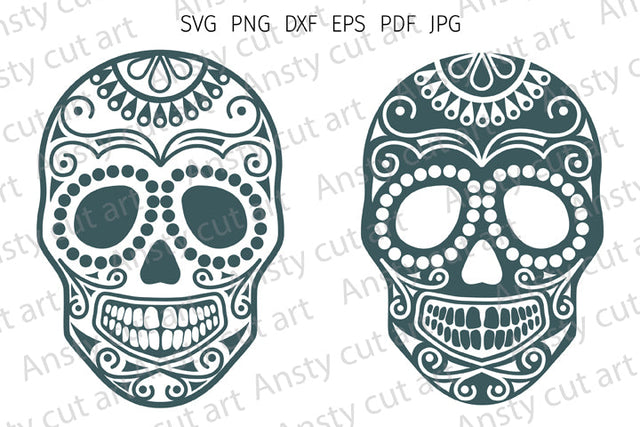 Skull svg. Sugar skulls svg cut files for Cricut. Silhouette SVG Digital Rainbow Shop 