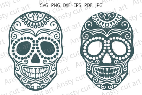 Skull svg. Sugar skulls svg cut files for Cricut. Silhouette SVG Digital Rainbow Shop 
