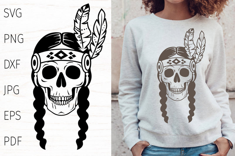 Skull svg, tribal svg, native american indian, boho svg SVG Digital Rainbow Shop 