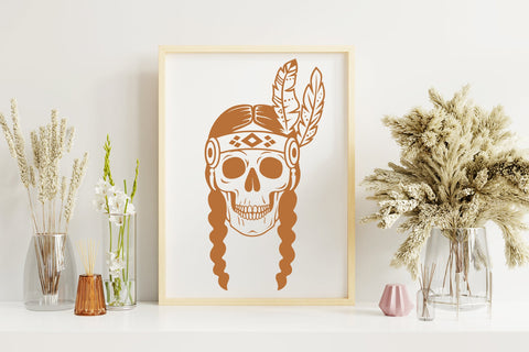 Skull svg, tribal svg, native american indian, boho svg SVG Digital Rainbow Shop 