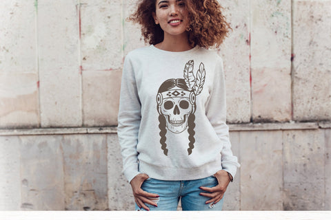 Skull svg, tribal svg, native american indian, boho svg SVG Digital Rainbow Shop 