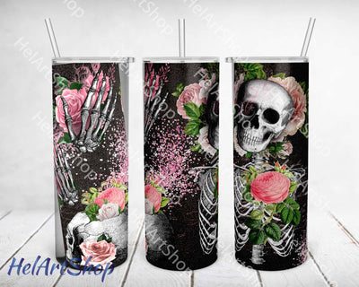 Skull Tumbler PNG Sublimation, Halloween SKINNY TUMBLER Png Sublimation _HelArtShop_ 