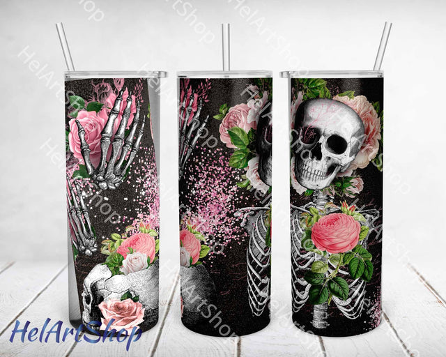 Skull Tumbler PNG Sublimation, Halloween SKINNY TUMBLER Png Sublimation _HelArtShop_ 