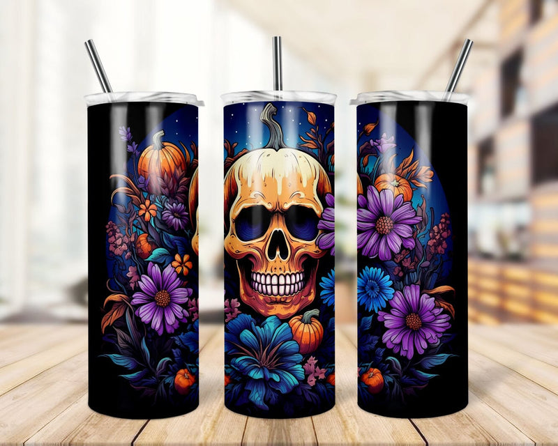 Skull Tumbler Sublimation Png, Halloween 20oz Skinny Tumbler Sublimation Design Download Sublimation TrendingDesign 