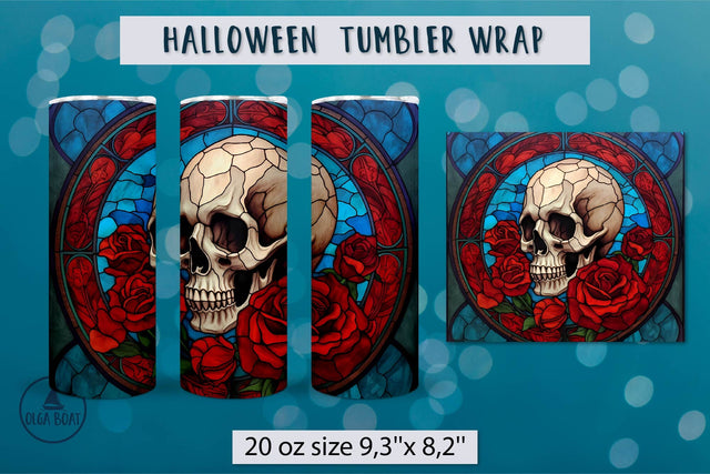 Skull tumbler wrap | Halloween tumbler sublimation Sublimation Olga Boat Design 