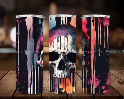 Skull Tumbler Wrap Sublimation, Skull 20 oz Skinny Tumbler Sublimation Design, Straight Tumbler Wrap PNG, Digital Download PNG Sublimation ToriDesigns 