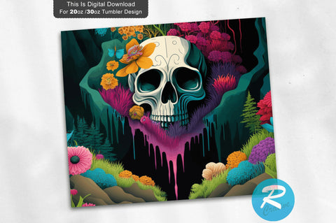 Skull Wildflowers 20 oz / 30 oz Tumbler PNG Sublimation Regulrcrative 