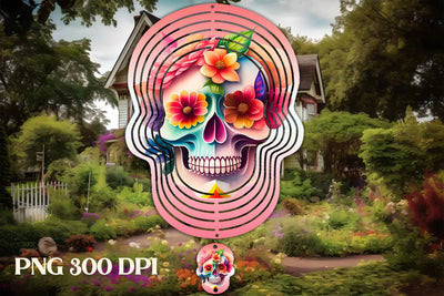 Skull wind spinner sublimation | Skull flower wind spinner Sublimation Svetana Studio 