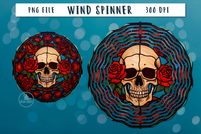 Skull Wind spinner sublimation | Skull rose Sublimation Olga Boat Design 