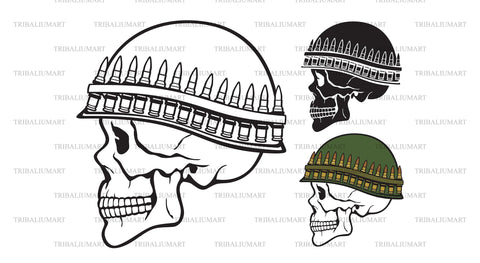 Skull with army helmet SVG TribaliumArtSF 