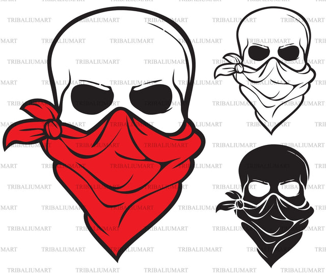 Skull with bandana (bandit, pirate symbol) SVG TribaliumArtSF 