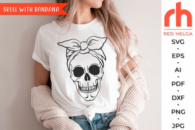 Skull with Bandana SVG - Mom Life Cut File SVG RedHelgaArt 