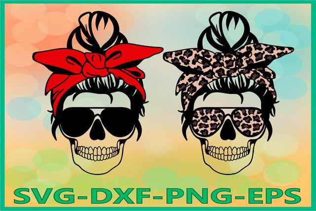Skull with bandana svg, Mom life Skeleton, Skull Head SVG AlexSVGStudio 