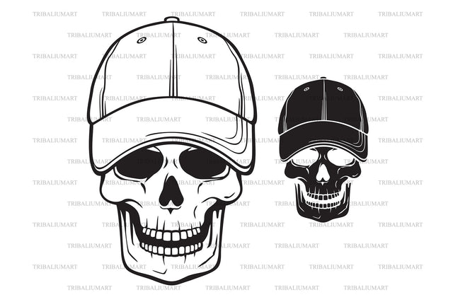 Skull with baseball cap SVG TribaliumArtSF 