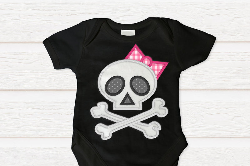 Skull with Bow Applique Embroidery Design Embroidery/Applique DESIGNS Designed by Geeks 