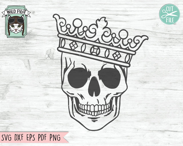 Skull with Crown svg file, Crown Skull svg, Skull cut file, Queen King Skull svg file, halloween, Steampunk, gothic svg, witchy svg files SVG Wild Pilot 