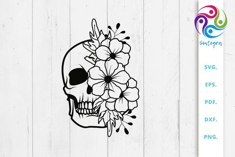 Skull With Flowers Svg Cut File SVG Sintegra 