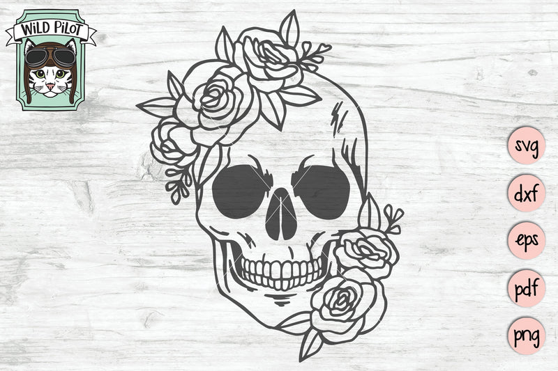 Skull With Flowers - So Fontsy