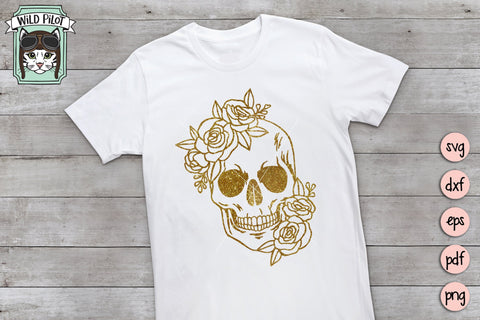 Skull With Flowers SVG Wild Pilot 