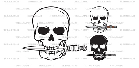 Skull with knife in teeth SVG TribaliumArtSF 