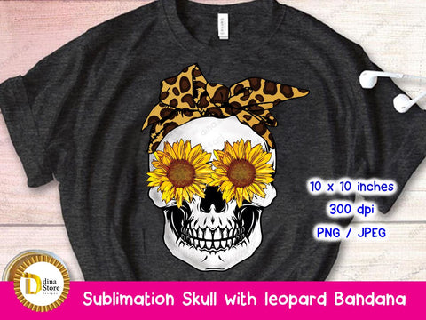 Skull with Leopard Bandana Sublimation Dina.store4art 