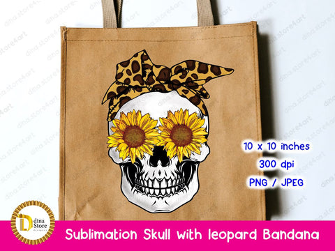 Skull with Leopard Bandana Sublimation Dina.store4art 