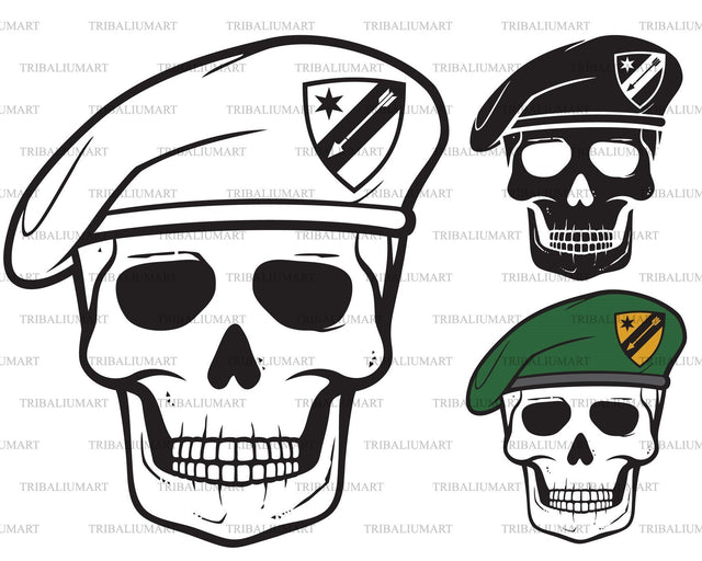 Skull with military beret SVG TribaliumArtSF 