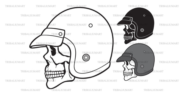 Skull with motorcycle helmet SVG TribaliumArtSF 