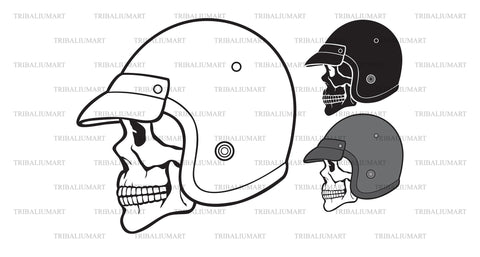 Skull with motorcycle helmet SVG TribaliumArtSF 