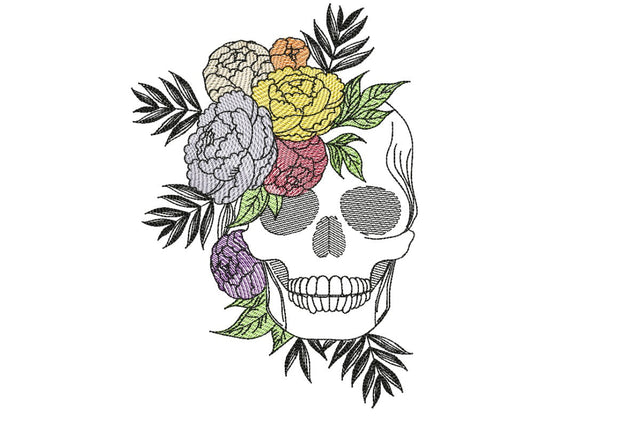 Skull with Roses Embroidery Design. Boho Gypsy Rose Bohemian Skull. Embroidery/Applique DESIGNS NextEmbroidery 