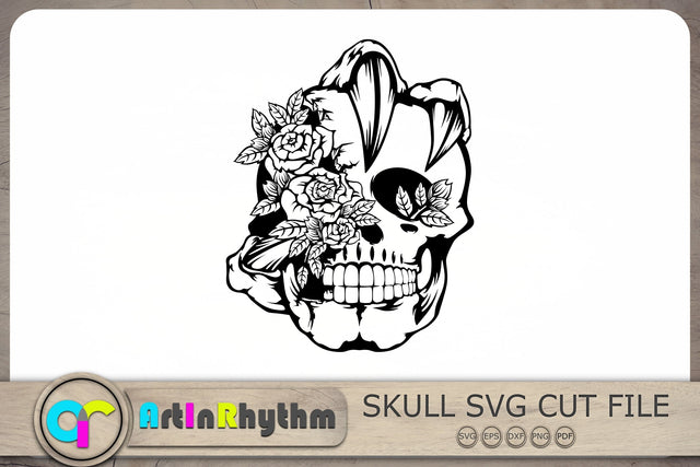 Skull with roses Svg, Skull Svg Cut File, Skull Clipart SVG Artinrhythm shop 