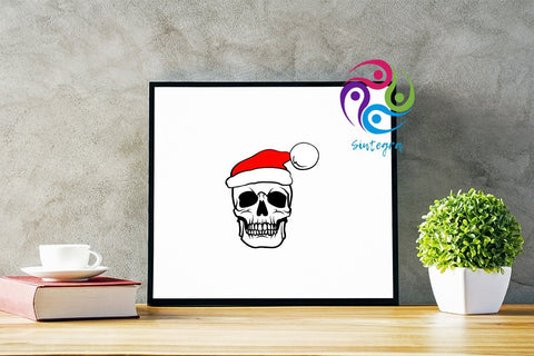 Skull With Santa Hat Svg File, Christmas Skull SVG Sintegra 