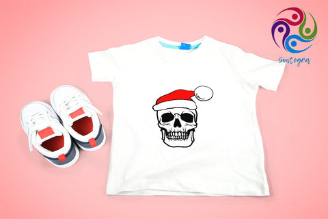Skull With Santa Hat Svg File, Christmas Skull SVG Sintegra 
