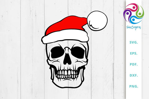Skull With Santa Hat Svg File, Christmas Skull SVG Sintegra 