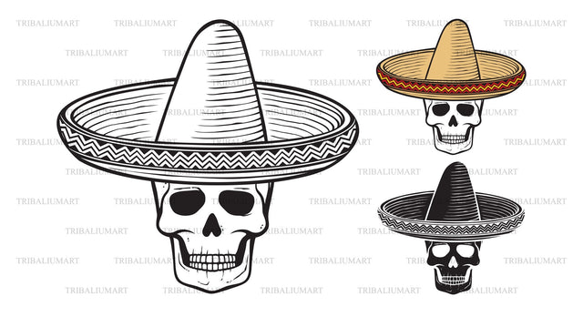 Skull with sombrero SVG TribaliumArtSF 