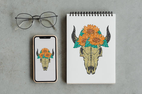 Skull with Sunflower Sublimation Sublimation Jagonath Roy 