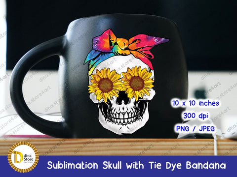 Skull with Tie Dye Bandana Sublimation Dina.store4art 