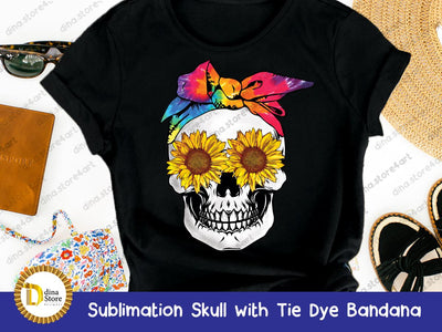 Skull with Tie Dye Bandana Sublimation Dina.store4art 