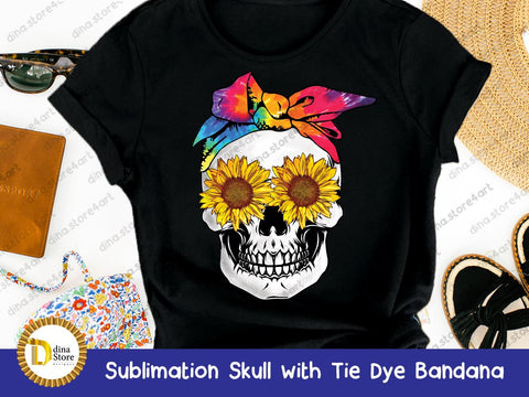 Skull with Tie Dye Bandana Sublimation Dina.store4art 