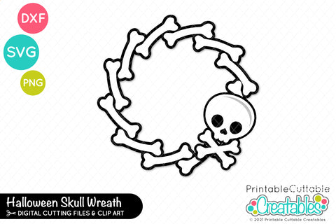 Skull Wreath SVG File SVG Printable Cuttable Creatables 