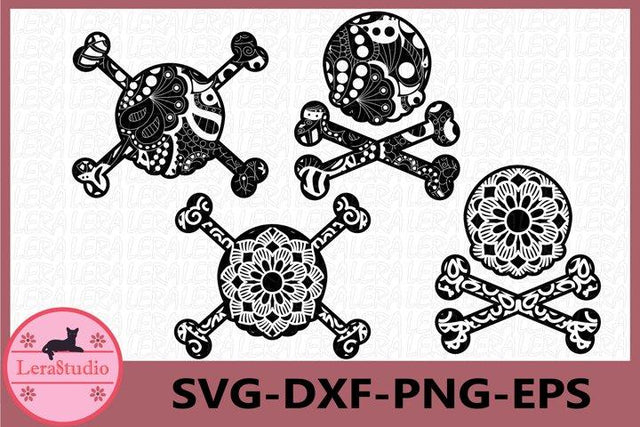 Skull Zentangle mandala svg SVG Lerastudio 