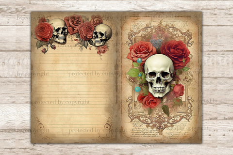 Skulls And Roses | Junk Journal Pages SVG GlamArtZhanna 