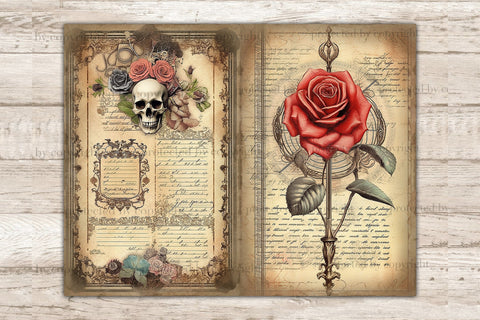Skulls And Roses | Junk Journal Pages SVG GlamArtZhanna 