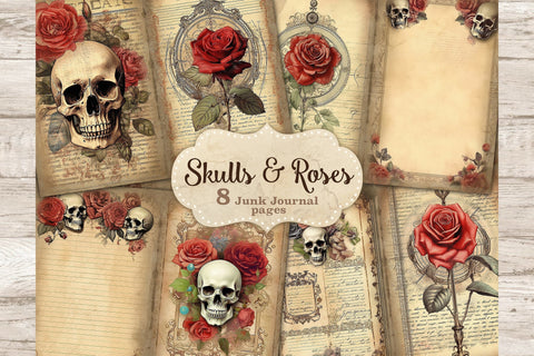 Skulls And Roses | Junk Journal Pages SVG GlamArtZhanna 