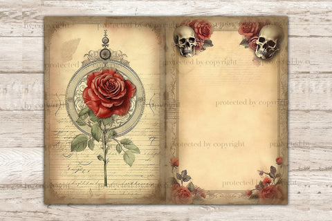 Skulls And Roses | Junk Journal Pages SVG GlamArtZhanna 