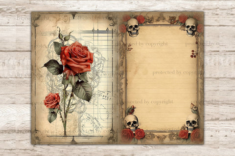 Skulls And Roses | Junk Journal Pages SVG GlamArtZhanna 