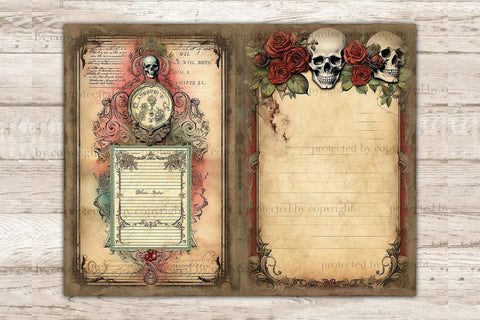 Skulls And Roses | Junk Journal Pages SVG GlamArtZhanna 
