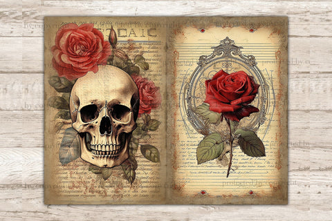 Skulls And Roses | Junk Journal Pages SVG GlamArtZhanna 