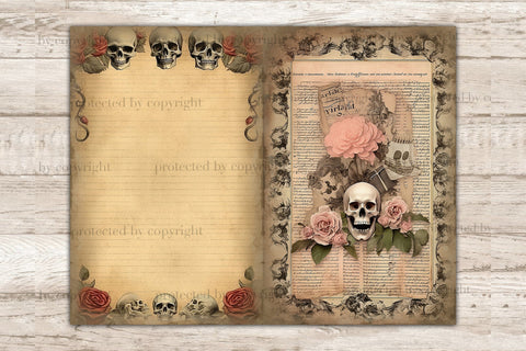 Skulls And Roses | Junk Journal Pages SVG GlamArtZhanna 